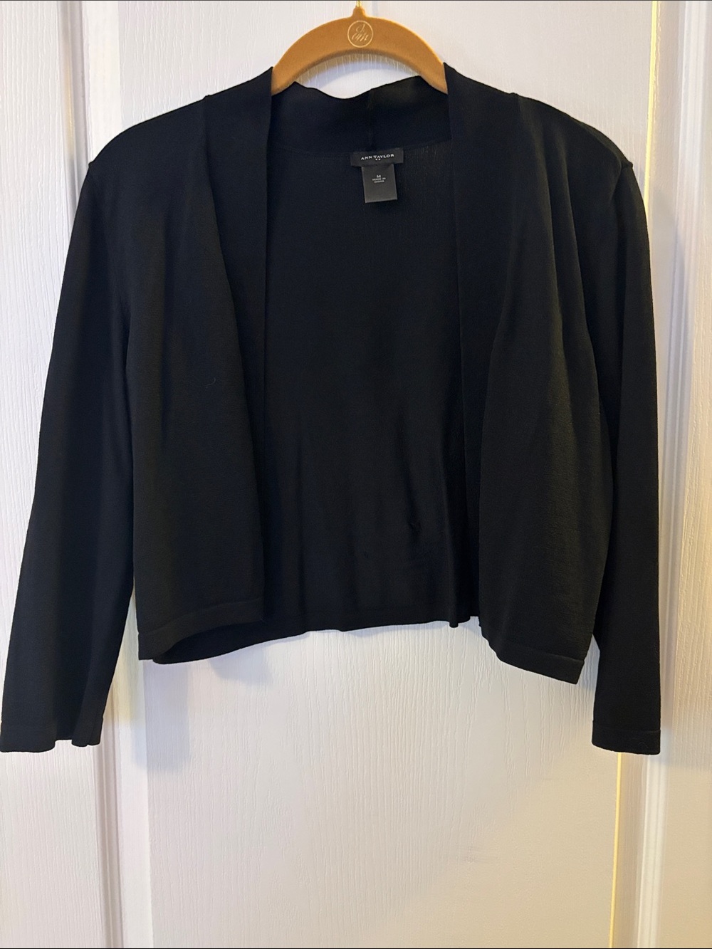 Ann Taylor Black Open-Front Cropped Cardigan
